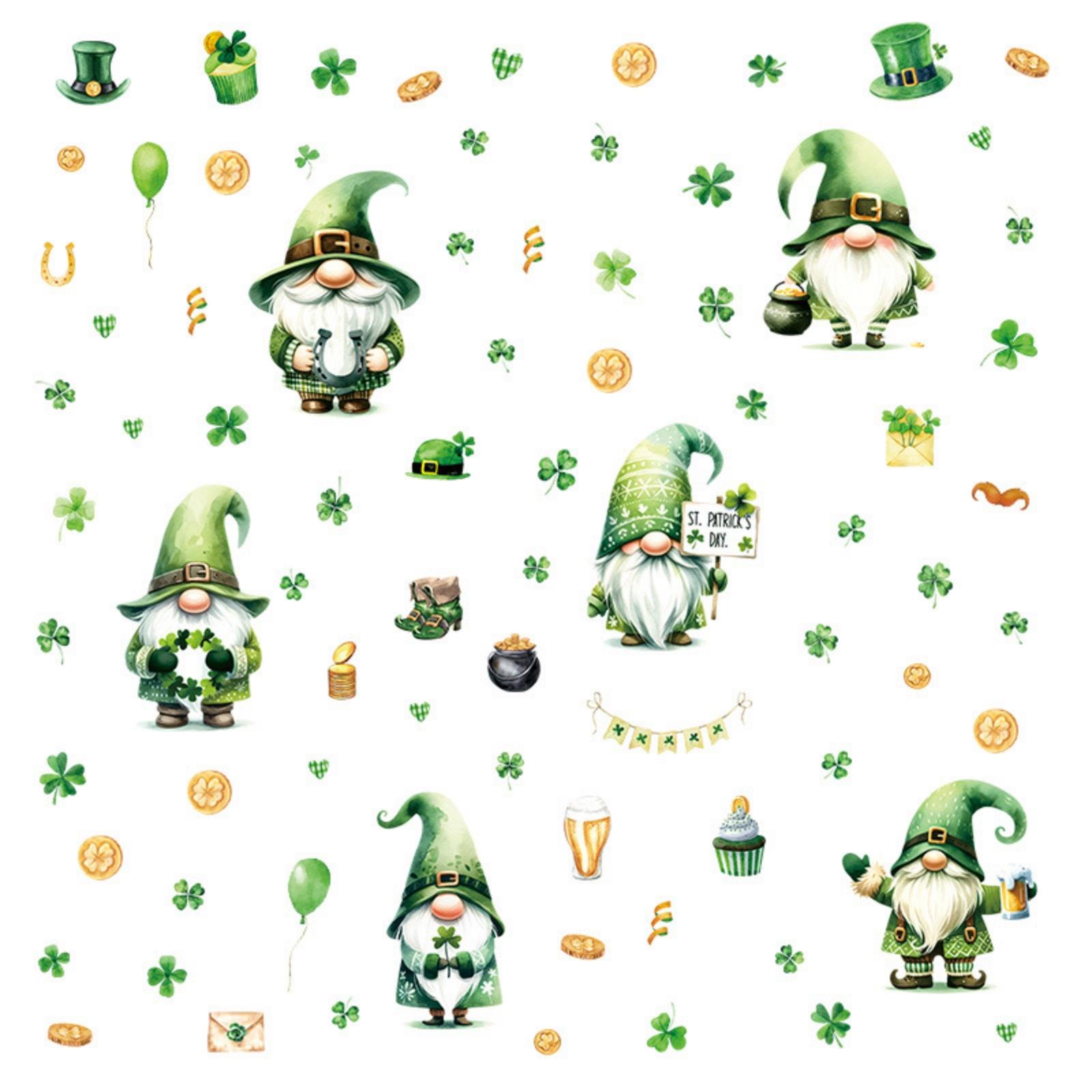 

6Sheets Day Rub Transfers For Crafts, Shamrocks Gnome Rub Transfer Stickers PVC Rub Decal For DIY Home Furniture Window Wood
