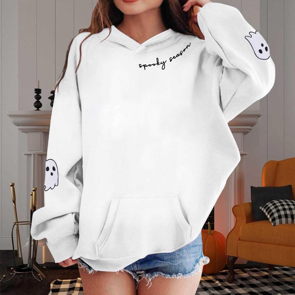 Kids Loose Long Sleeve Sweatshirts Blouse Causal Fashion Solid Color Pullover Hooded Sweatshirts Top With Pocket