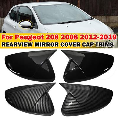 Para Peugeot 208 2008 2012-2018 C3 2016 a 2020 2x Pegatina para Coche Cubierta de Espejo Lateral Retrovisor Tapa de Ala Carcasa Exterior Embellecedor ABS