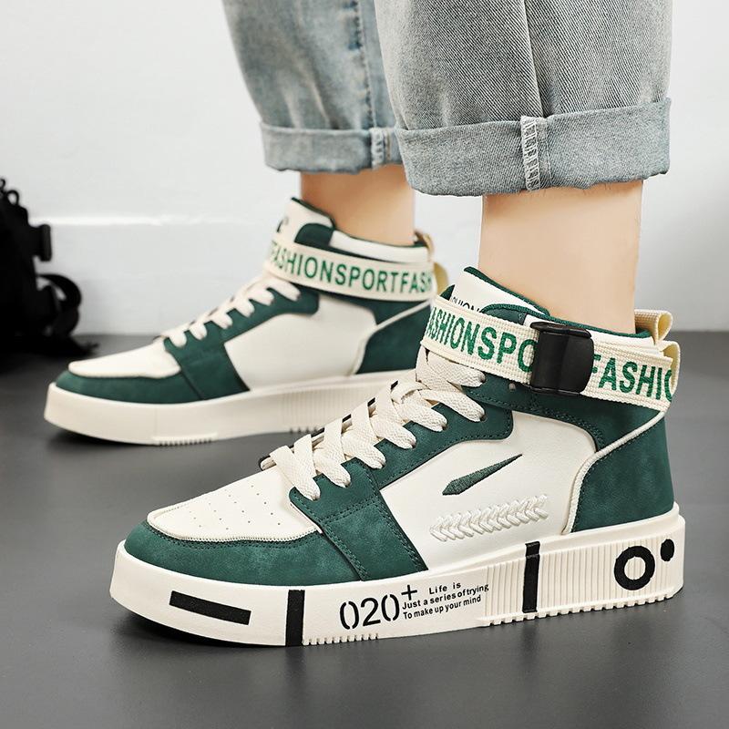 Men's High Top Vulcanized Shoes Fashion Buckle Platform Shoes Comfort Non-slip Wear-resistant Casual Sneakers Zapatos Para Mujer