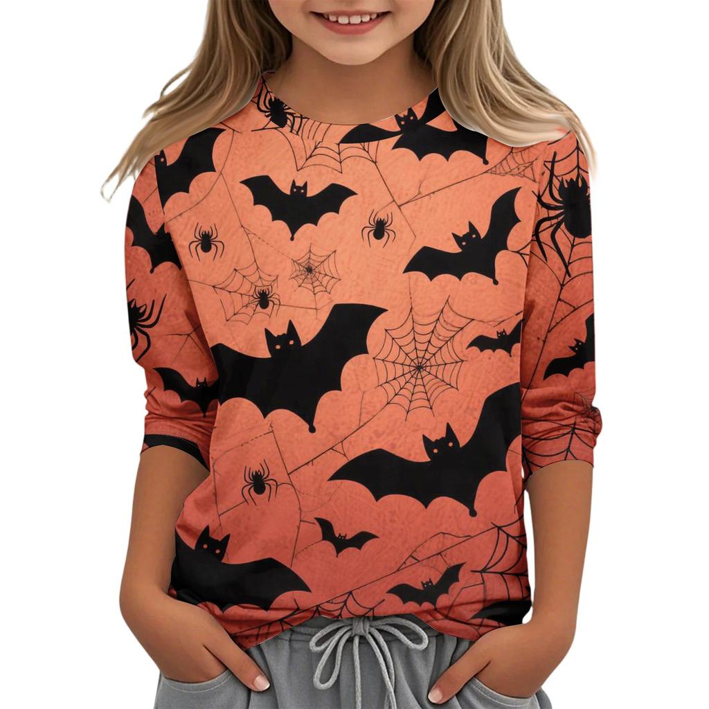 Children's Casual Three-quarter Sleeve Round Neck Top