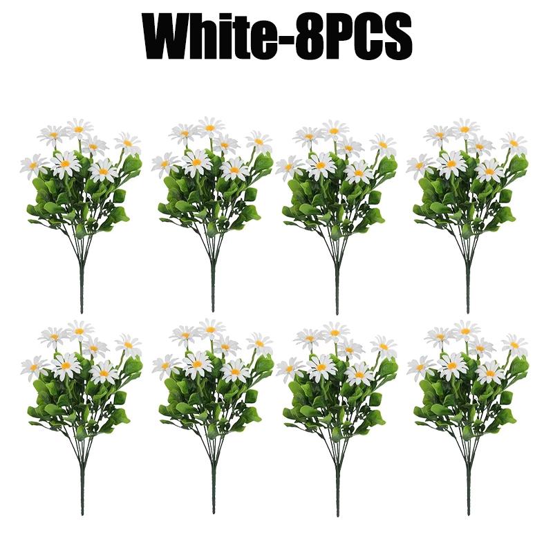 2/4/8Pcs Simulation Chrysanthemum Daisy Artificial Flowers Plastic Decorative Plants For Outdoor Garden Home Decoration