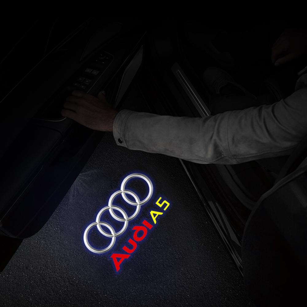 For Audi C5 2Pcs LED Car Courtesy Welcome Logo Projector Light Door Lamp for AUDI Q3 Q5 Q7 A4L RS TT S3 S5 S6 Quattro Sline A6L A3 A5 A7 A8L