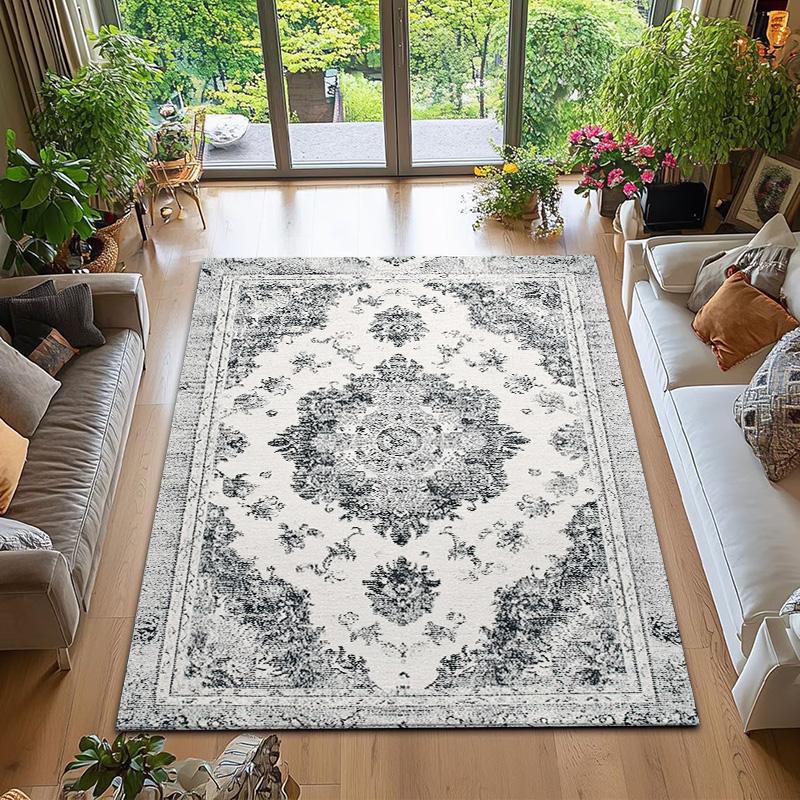 RAKKS Vintage Velvet Area Mat-Non-Slip, Soft & Durable Polyester, Retro Abstract Design,Perfect for Living Room & Bedroom Decor