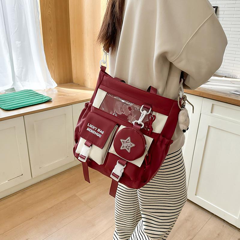 College Style Crossbody Bag Student Shoulder Bag Women's Tote Bag with Coin Purse