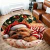 1 Stück Weihnachten Hund Büro Runder Teppich, Unter Bürostühlen Schlafzimmer Wohnzimmer Heimdekoration, Teppich für Büro, -1110212