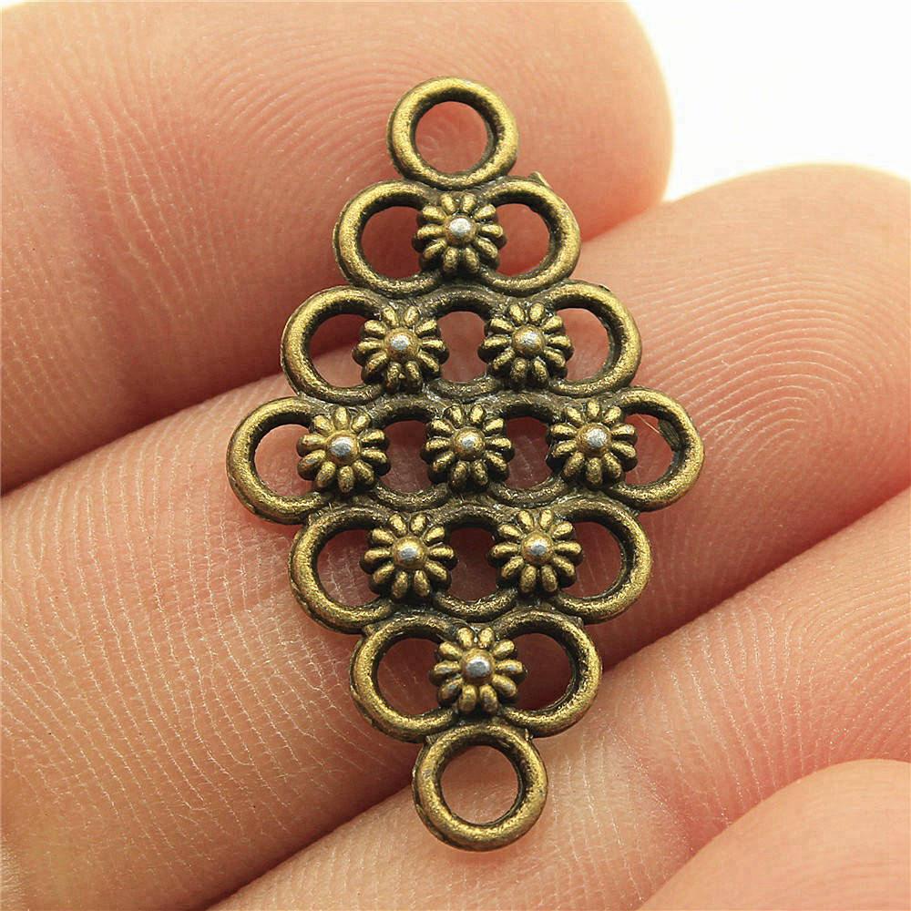 

Круглые цветочные коннекторы Заглушки Античный бронзовый сплав цинка Детали для изготовления ювелирных изделий Заготовки Завершающие коннекторы A89-5pcs-29x17mm
