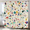 1 Piece Modern Color Mosaic Pattern Shower Curtain, Bathroom Decorative Shower Curtain, Waterproof Shower Curtain with Hooks
