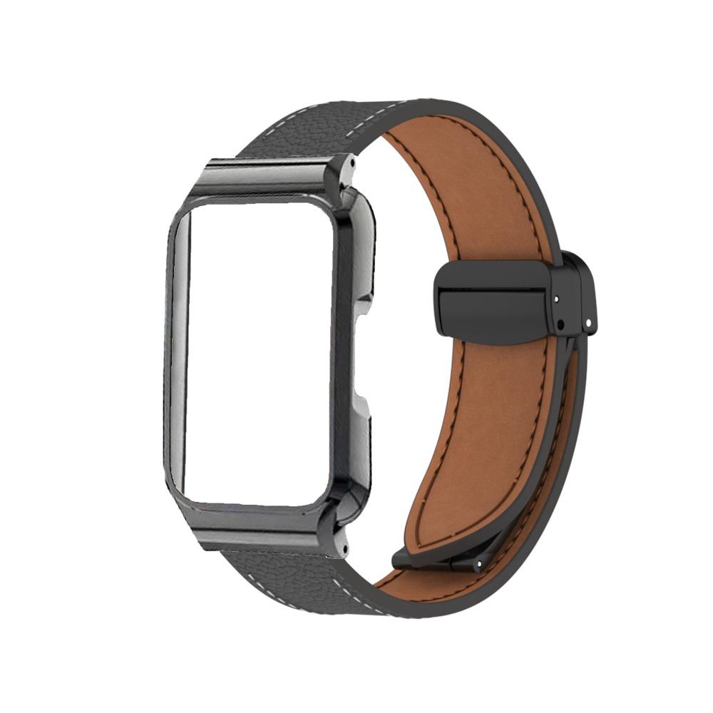 Leather Metal Strap With Protective Case For Huawei Band 11 Huawei Band 11 Pro Replacement Watch Band