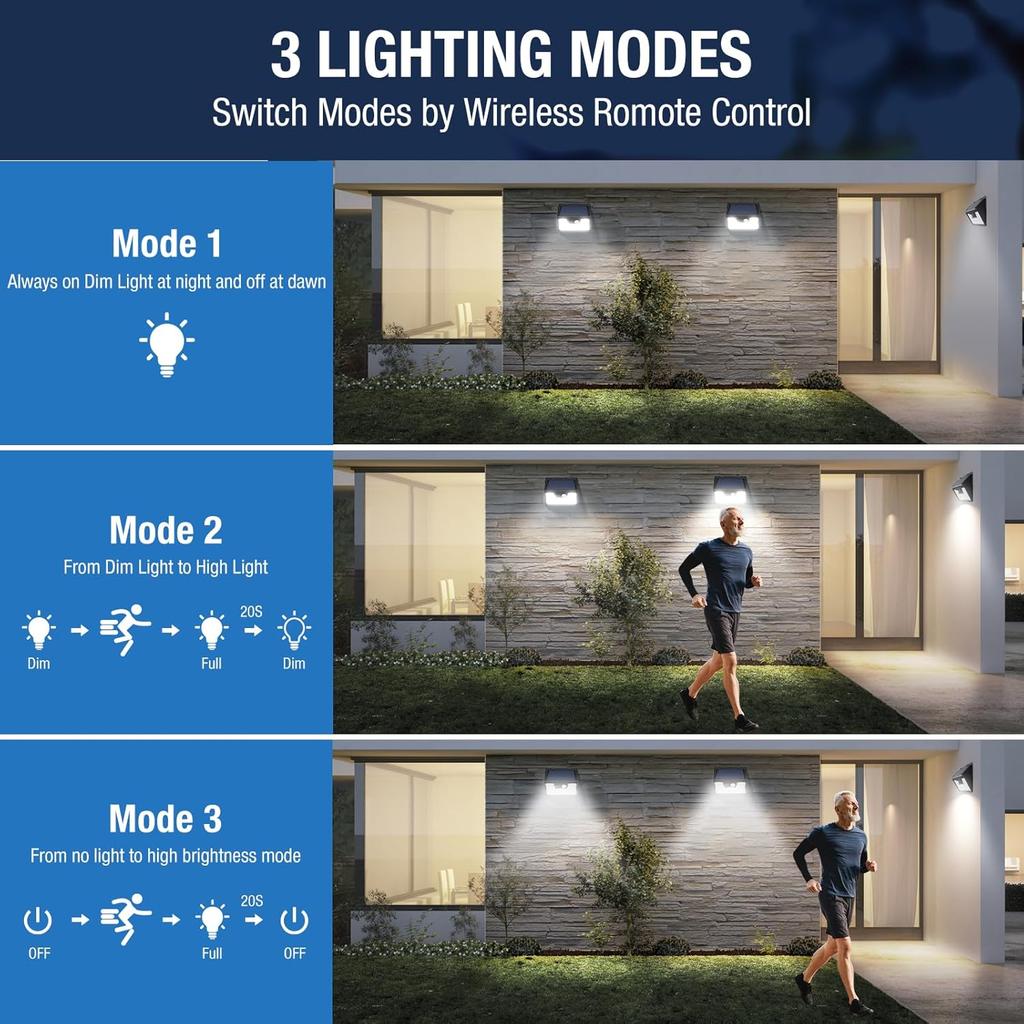 Outdoor Waterproof Solar Lights [12 Pack/140 LEDs], 3 Lighting Modes, Solar Motion Sensor Super Bright Yard Security Lights