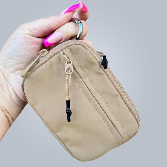 Portable Card Holder Mini Wallet Zipper Closure Multiple Compartments Waterproof Small Size Large Capacity Zip Keychain Pouch