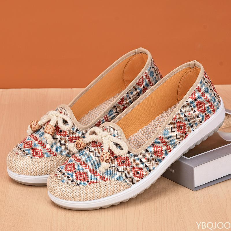 Mode Sommer Damen Stoffschuhe Rutschfest Mesh Mittelalterliche Ballerinas Weichsohlige Atmungsaktive Mama Schuhe Lässiger Komfort Bequeme Slipper Zapatos