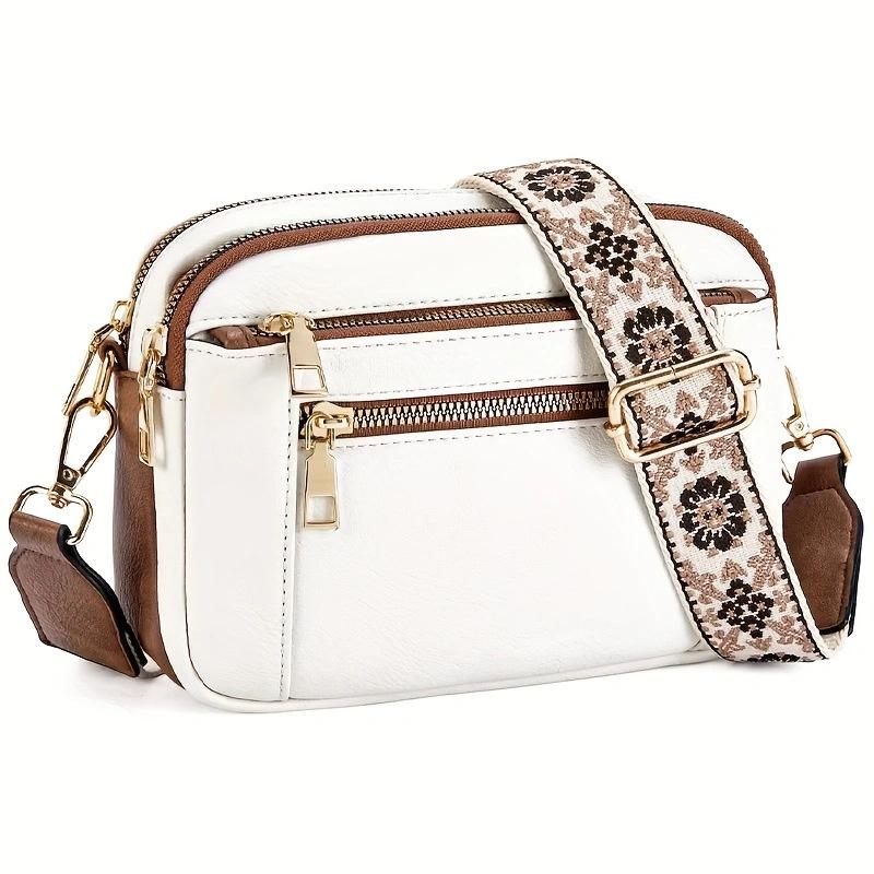 Grid Color Retro Popular Shoulder Bag Zipper Shoulder Strap Crossbody Bag Wallet Small Square Bag