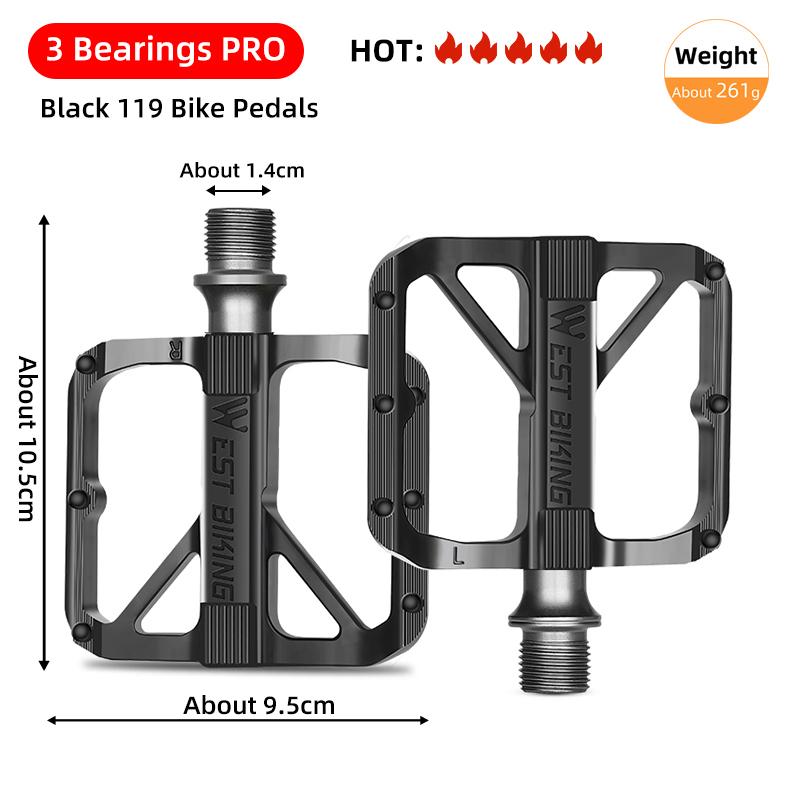 WEST BIKING Bicycle Pedals Sealed DU Bearing Nonslip Pedal Mountain Road Bike Cycling Alloy MTB Pedal Bicycle Accessories