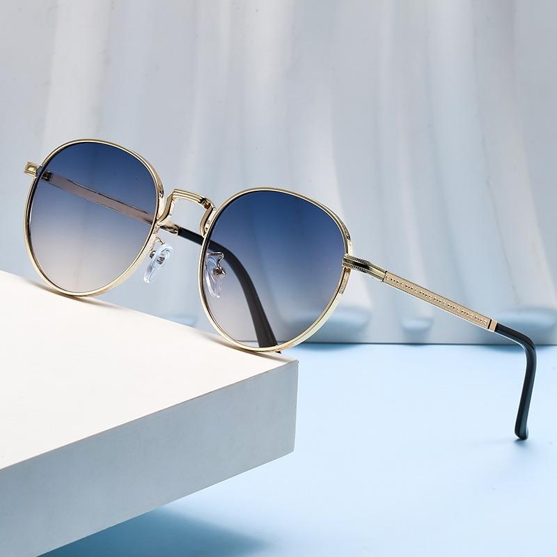 Circular Metal Sunglasses for Women UV Resistant and Sunscreen Sunglasses