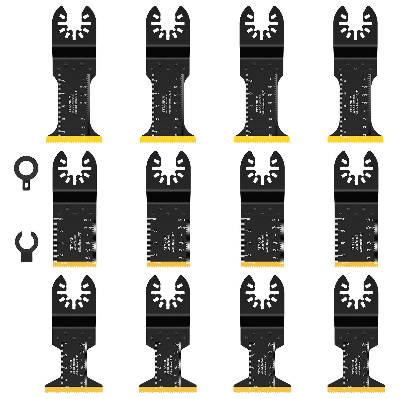 

12Pcs Titanium Bimetal Oscillating Saw Blades General Purpose Multitool Blades Quick Release for Cutting Soft Metal Wood Nail