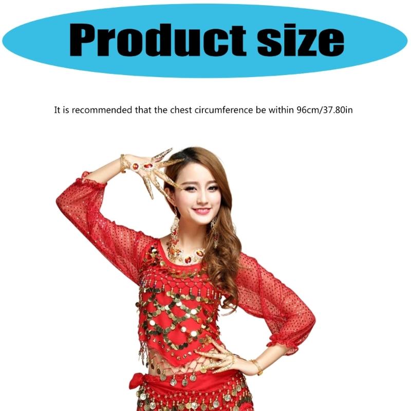 Women Belly Dance Costume Belly Dance Outfits Belly Dance Coins Tops Belly Dancing Crop Top for Halloween Party Stage
