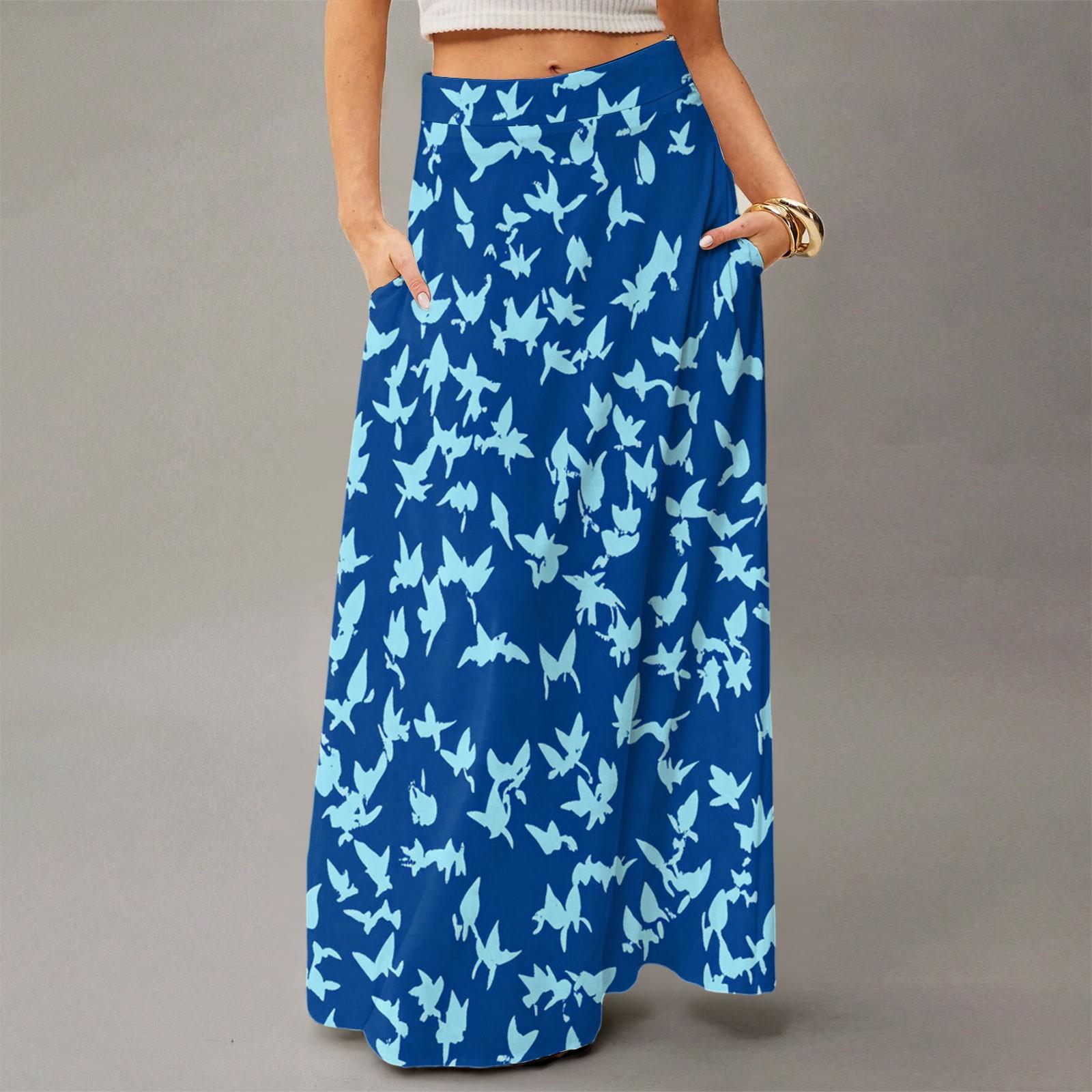 Женское летящее платье макси обычное повседневное летнее с цветочным принтом в богемном стиле юбка L