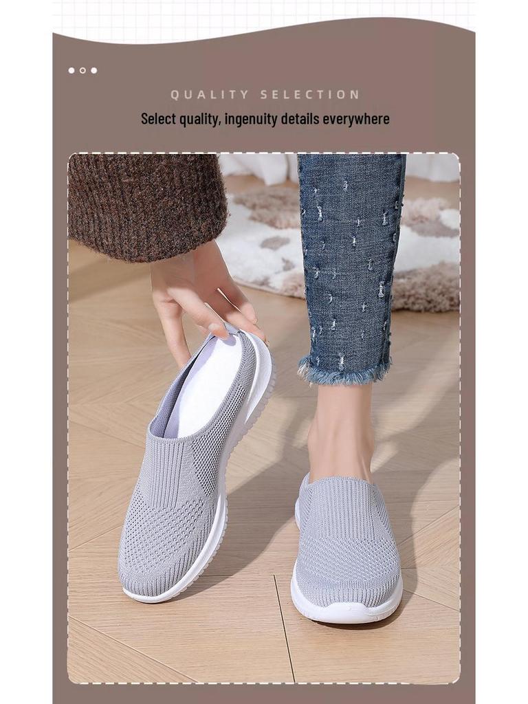 Dammode 2024 Cross-Border Halvtofflor - Andningsbara, Mjuka Sulor, Plus Size Vardagsskor för Medelålders & Äldre Mammor