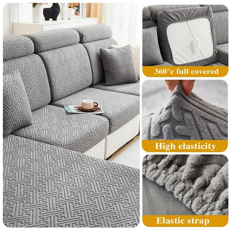 Jacquard Sofa Sitzkissenbezug Stretch Sofabezüge für Wohnzimmer Anti-Katzenkratzer Passend für Stuhl L-Form Ecksofa