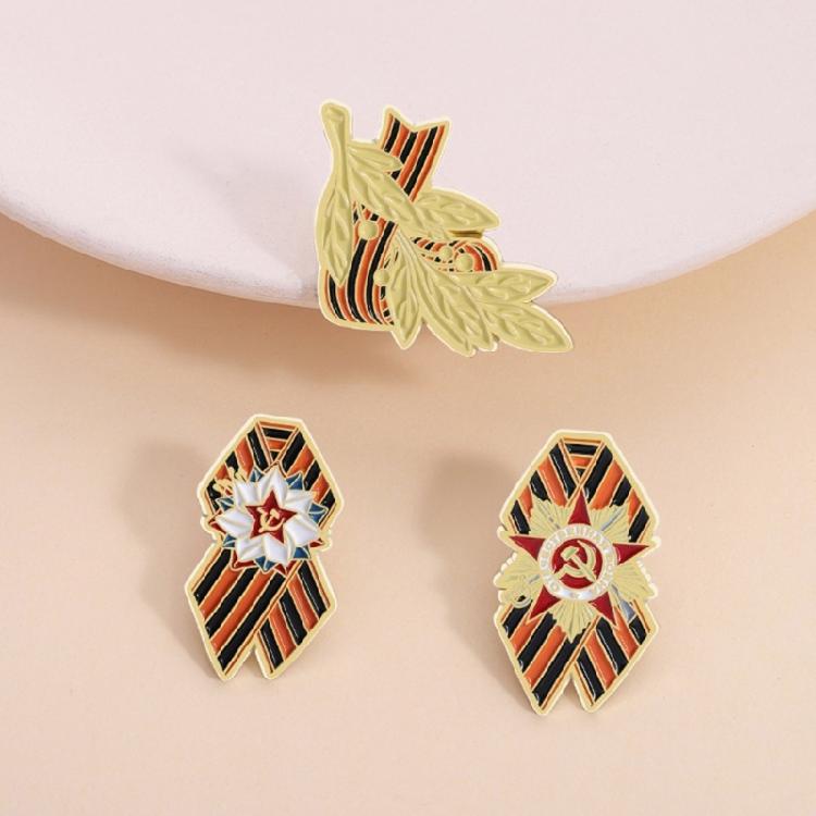 Rustproof Commemorative Brooch Patriotic Symbolic Ribbon Alloy Design Secure Fastening For History Buffs Ceremonial