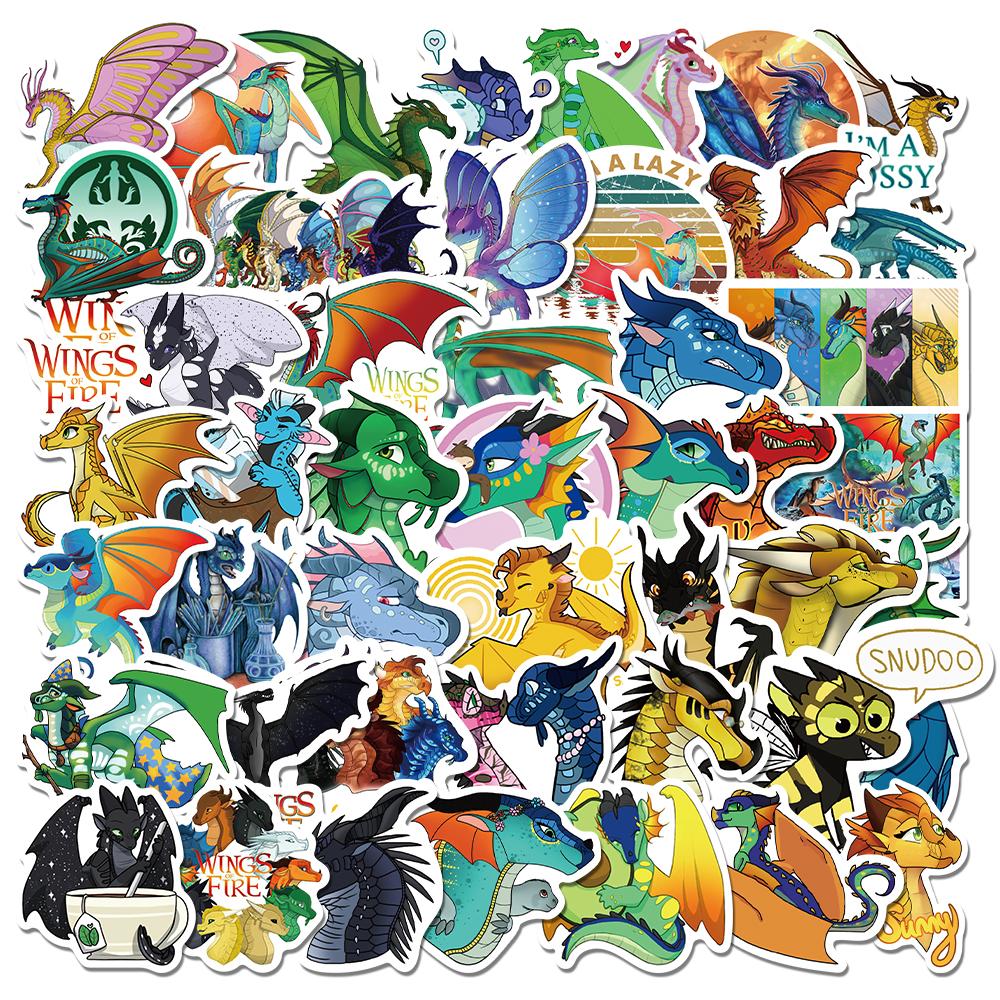 50 100Pcs Wings Of Fire Vinyl Stickers Cartoon Themed For Diary Laptop Luggage Skateboard Decoration