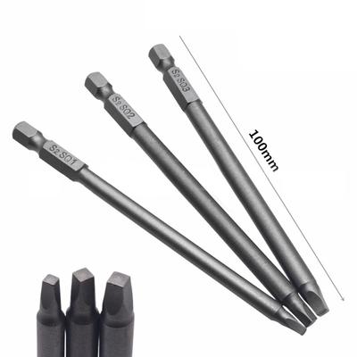 3Pcs 50/100mm SQ2 Square Head Driver Bit Screwdriver Bits Tool Set S2 Steel Screw Driver Bits For Repair Hand Tool Bit Kit