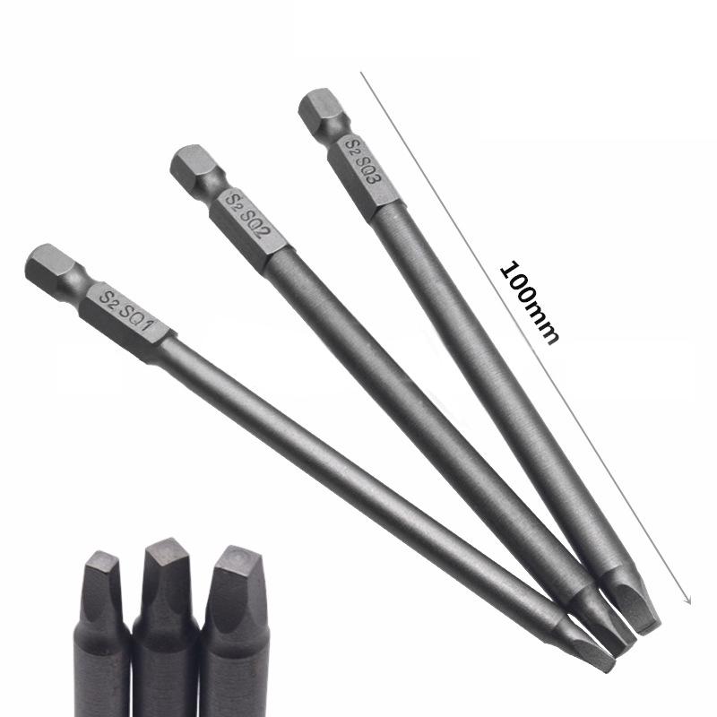 3 Stück 50/100mm Sq2 Vierkantkopf-Schrauberbit Schraubendreherbits Werkzeugset S2 Stahl Schraubendreherbits für Reparatur Handwerkzeug Bit-Set