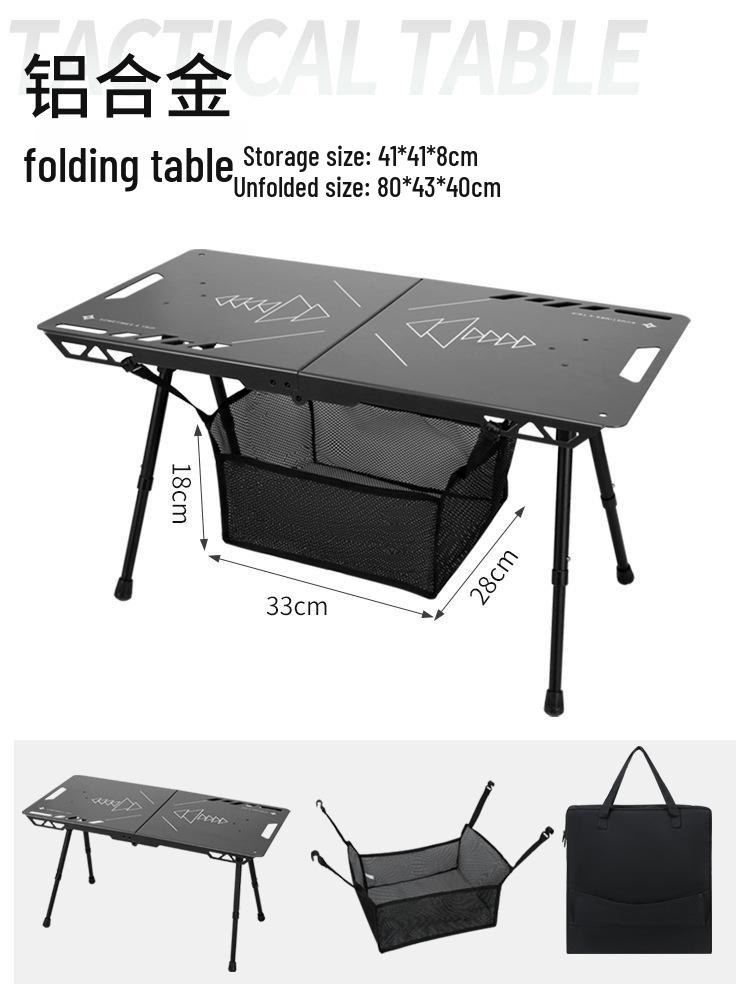 Lightweight Aluminum Folding Camping Table with Portable Storage - Blackened Style