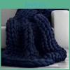 Blue Cozy Deep Handcrafted Blanket With Oversized Knit For Living Room And Decor Bedroom