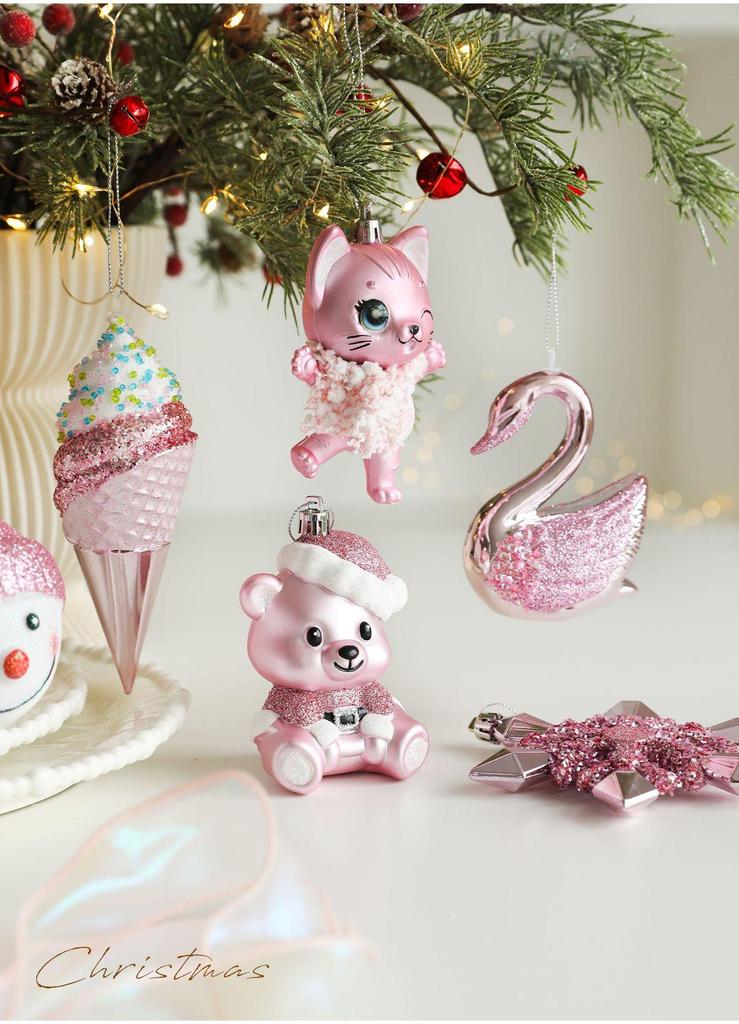 Assorted Christmas Tree Hanging Ornaments – Plastic Festive Decorations In Multiple Fun Styles (Santa, Snowman, Unicorn, Lollipop, Cake & More)