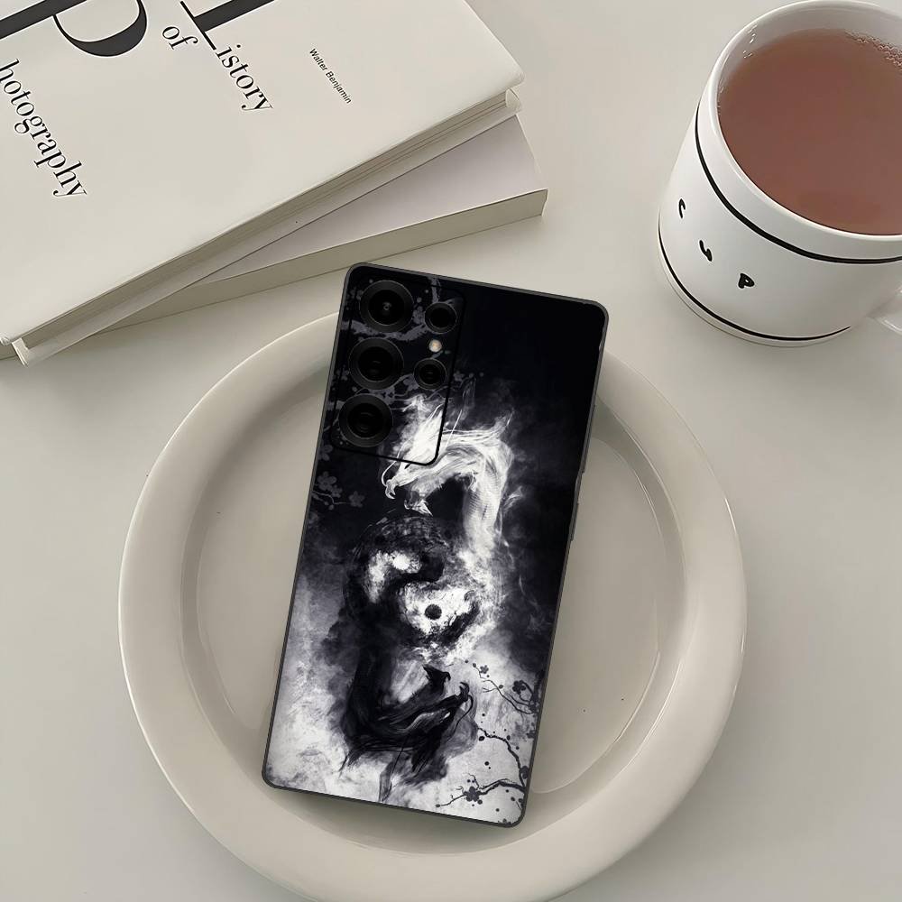 Japanese Art Dragon Yin Yang Phone Case For Samsung S 24 fe 25 Ultra plus 20 lite 21 30 22 23 24 22 Ultra 5G Fundas