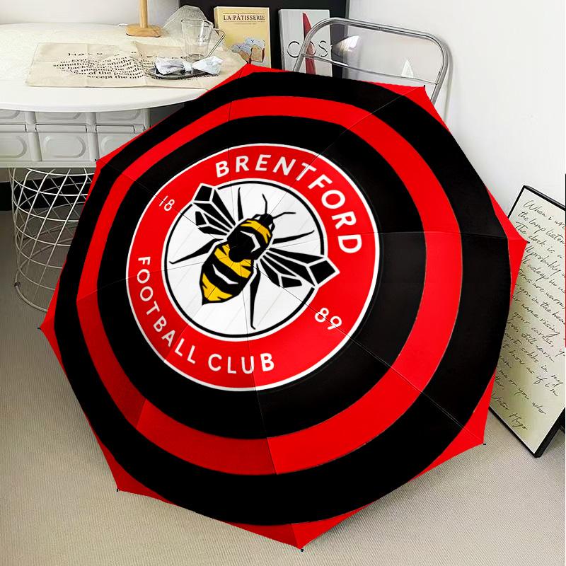 1PC Brentford Football Club Crest Printed Umbrella Folding umbrella, automatic umbrella 8-Frame for Travel, camping Fan gifts Christmas Gifts