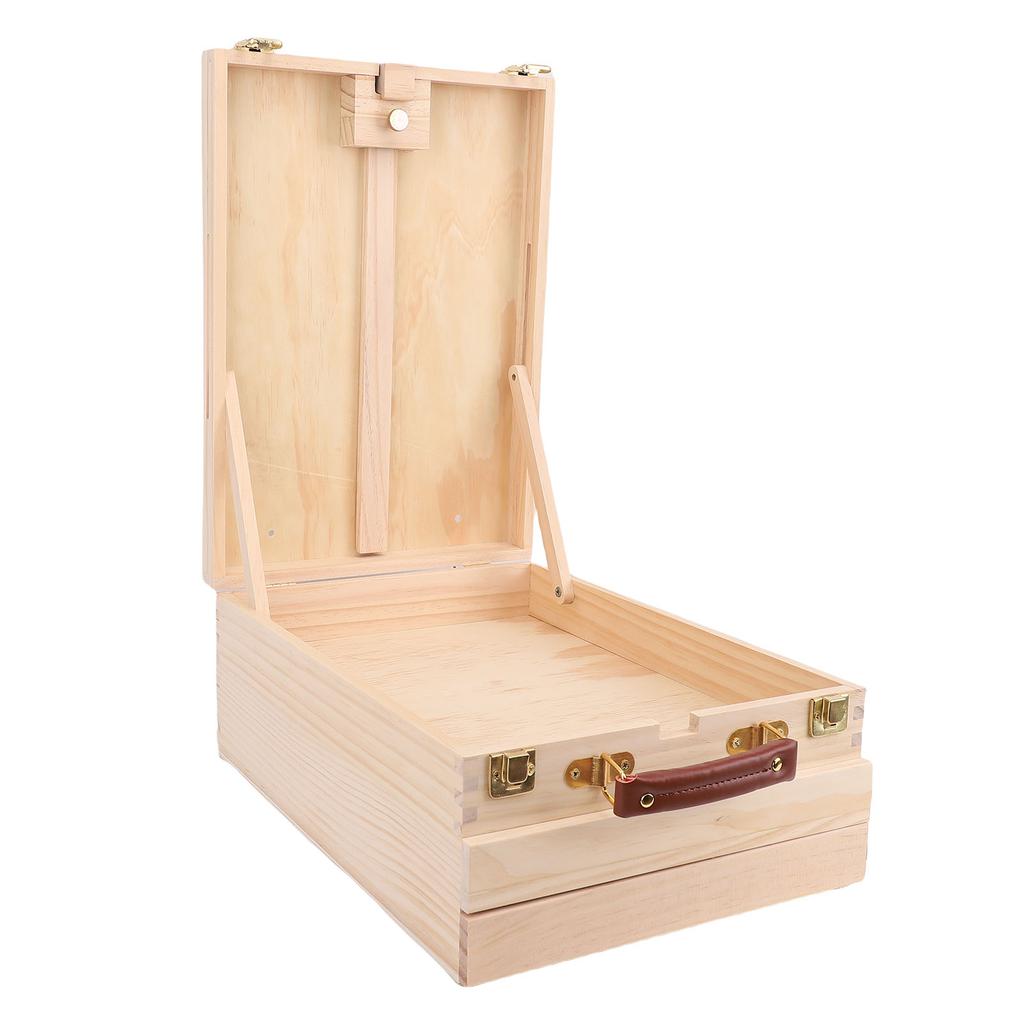 Wooden Pochade Box with 2 Drawers Adjustable Tabletop Art Easel Storage Box for 24 Inch Canvas Painting Sketching