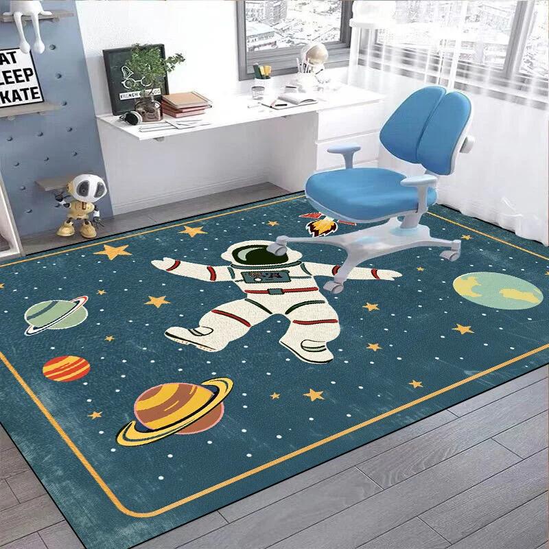 Tappeti Cartone Animato Astronauta Spaziale per Soggiorno Camera dei Bambini Tappetino da Gioco Lavabile Antiscivolo Tappeti per Camera da Letto Bambini Guardaroba