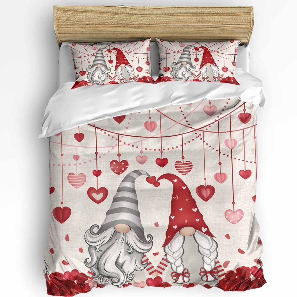 Christmas golden bell red ribbon three-piece quilt cover 3D digital printing bedding set