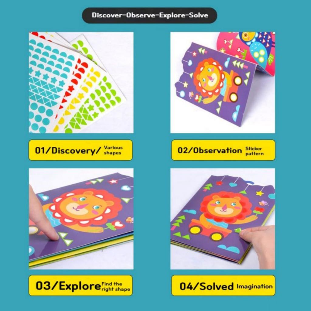 400pcs Colorful Dot Stickers Inside! Kids’ Geometric Sticker Book – Long-Format Mosaic Art, Boost Focus & Hand-Eye Skills