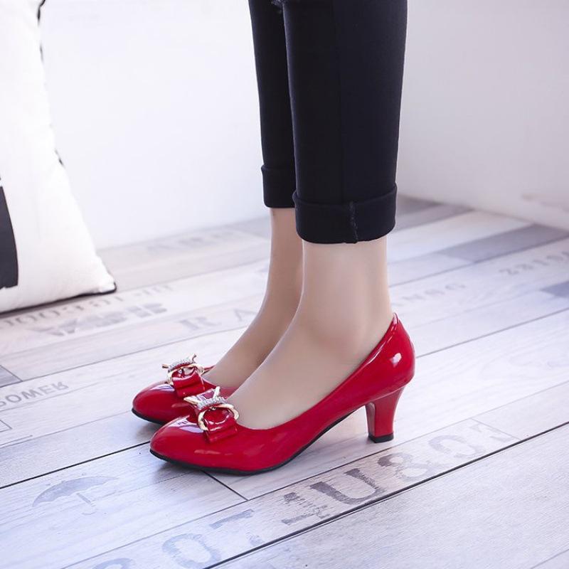 Soft Soled Shoes Spring Autumn New Women's Shoes Black Red Shallow Mouth Comfortable Work Shoes Fashion Professional High Heels