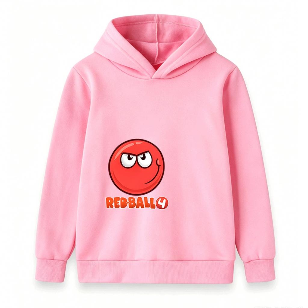 Kids Boys Girls Casual Hoodie Red Angry Smile Ball Print Pullover Sweatshirt Soft Long Sleeve Warm Hooded Top for Children