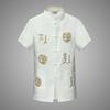 Men's Ethnic Summer Tang Suit: Short-Sleeved Stand Collar Monk Robe-Inspired Hanfu Top