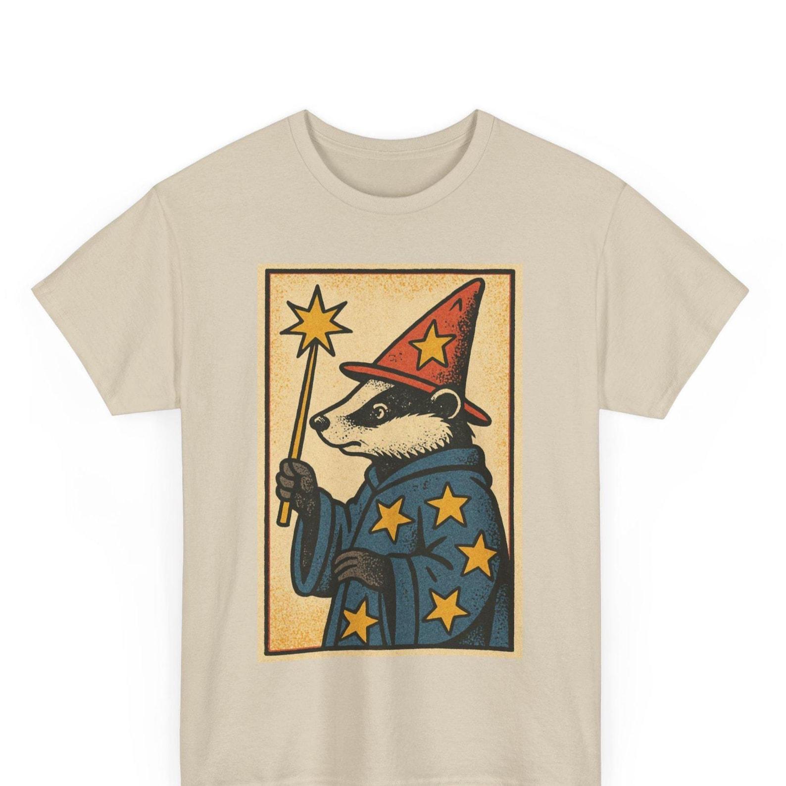 Wizard Badger T-Shirt: Funny Meme, Vintage Comic Style 2XL