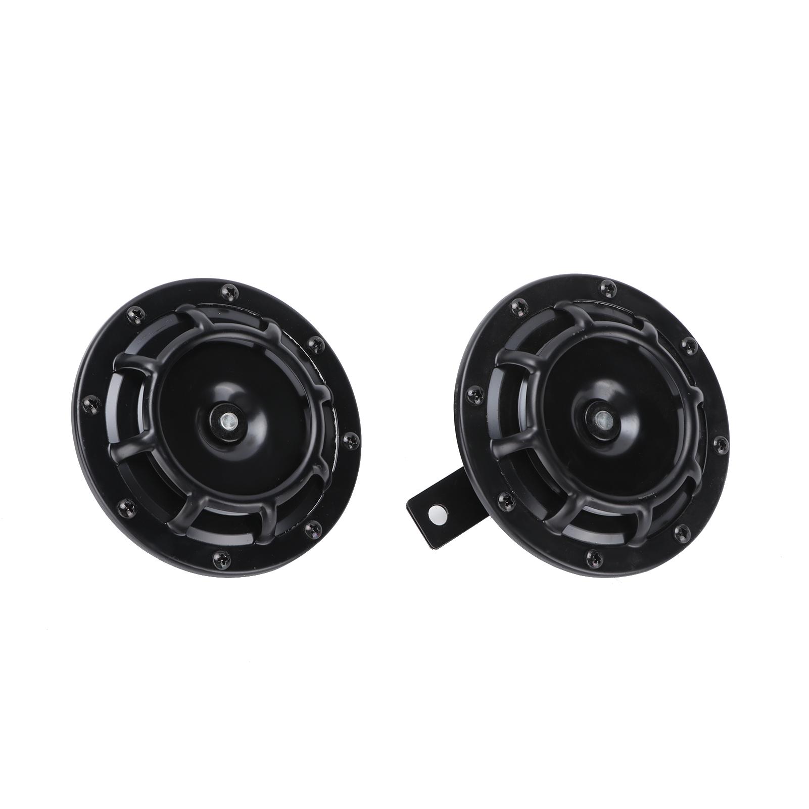 

Pair 120mm 115DB Snail Horn Universal Black for Car Motorcycle Scooter Lorry Steel Alloy 12V