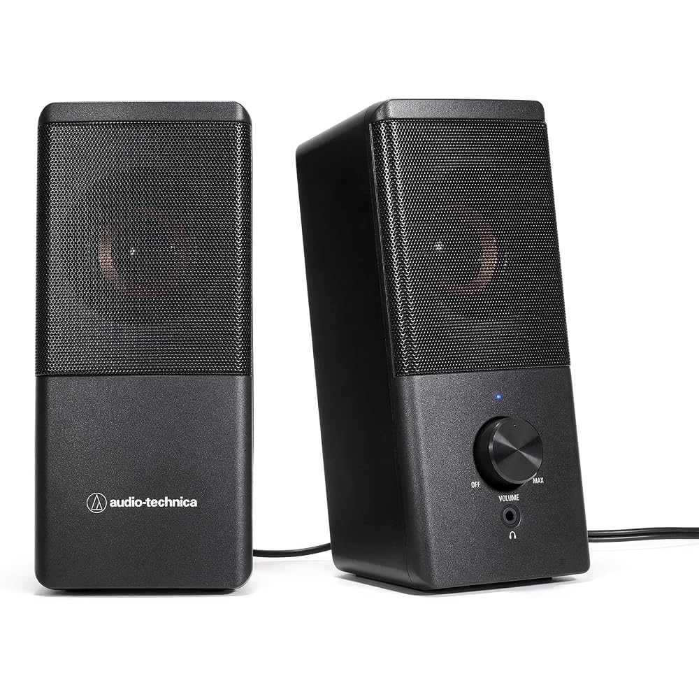 Alto-falantes Ativos Audio-Technica AT-SP95 para PC, Tablet e Toca-discos; Alimentado por USB; Economizador de Espaço D...