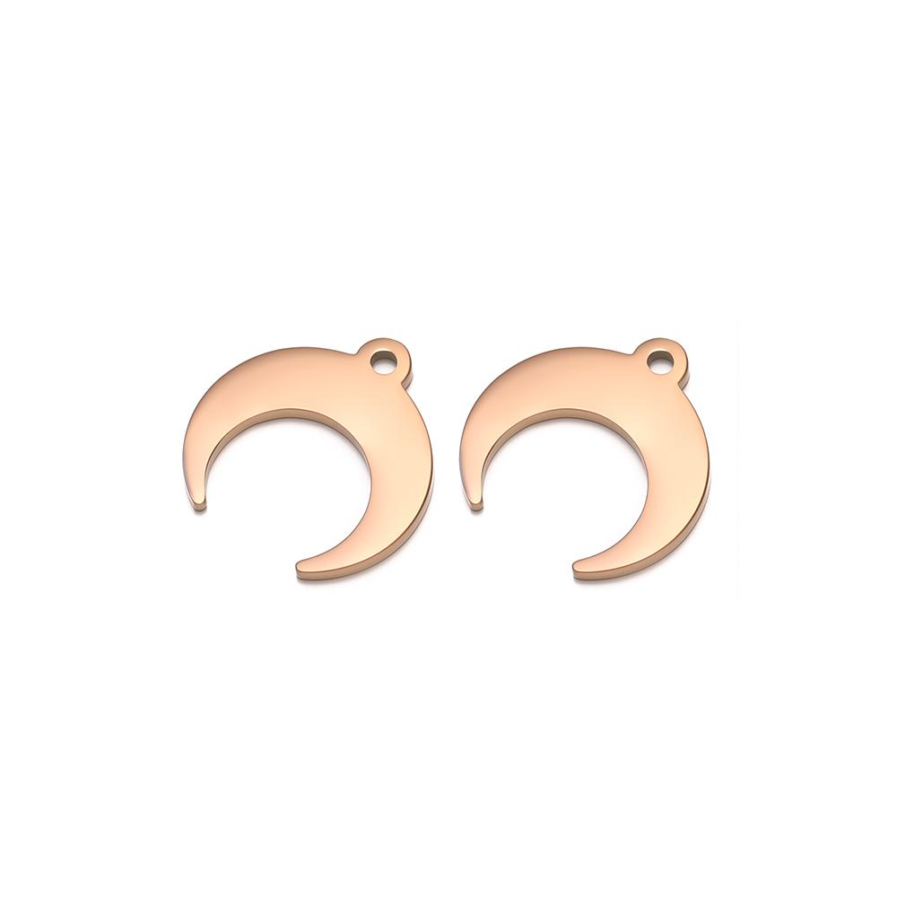 5 Stück Goldfarbene Edelstahl-Ochsenhorn-Anhänger Mond-Halsketten für DIY-Schmuckherstellung Handgefertigte Anhänger Armbänder Zubehör