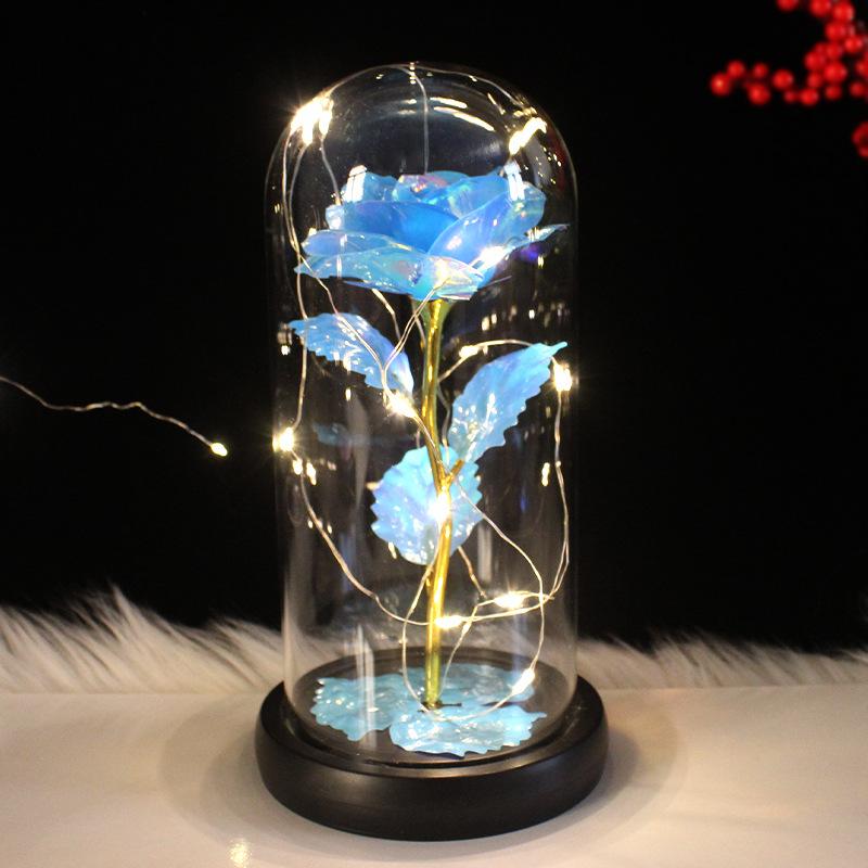 Popular LED Light Luminous Rose Glass Cover Ornament Christmas Birthday Gift Luminous Rose