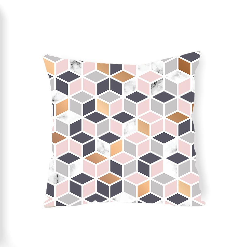 Marble-Patterned Geometry Throw Pillow Covers With Digital Printing Of Short Plush Fabric Car-Shaped Sofa Cushion Home Decor