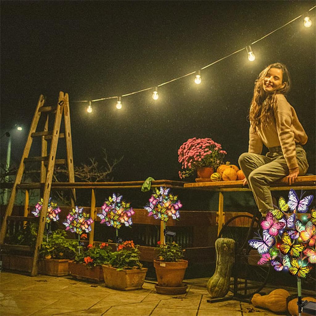 LED Solar Butterfly Solar Lights Outdoor Landscape Lights IP65 Waterproof for Yard Lawn Garden Walkway Decorative Path Lighting