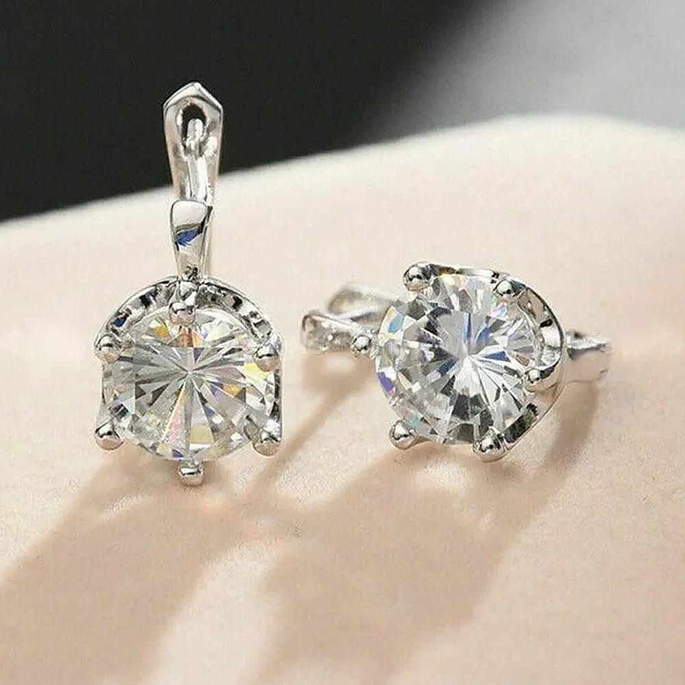 Cao Shi Korean Style Zircon Crystal Earrings: Classic, Versatile, and Fashionable Ear Cuffs and Dangles.
