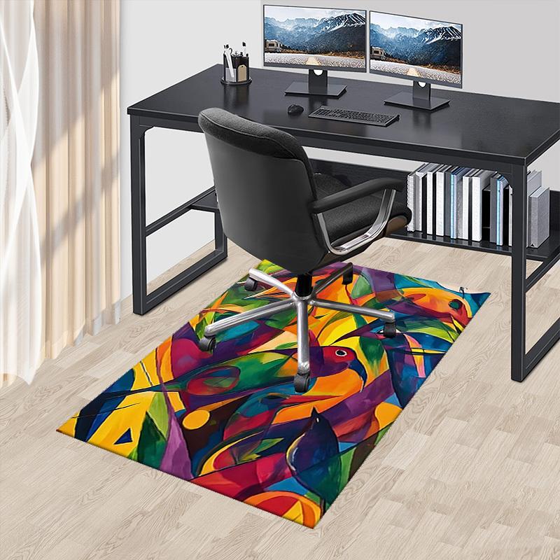 

1pc Colorful Abstract Birds Chair Mat - Festival Gift for Office Chairs, Non-Slip Carpet for Home Decor, Suitable for All Seasons.P062 60cm by 90cm