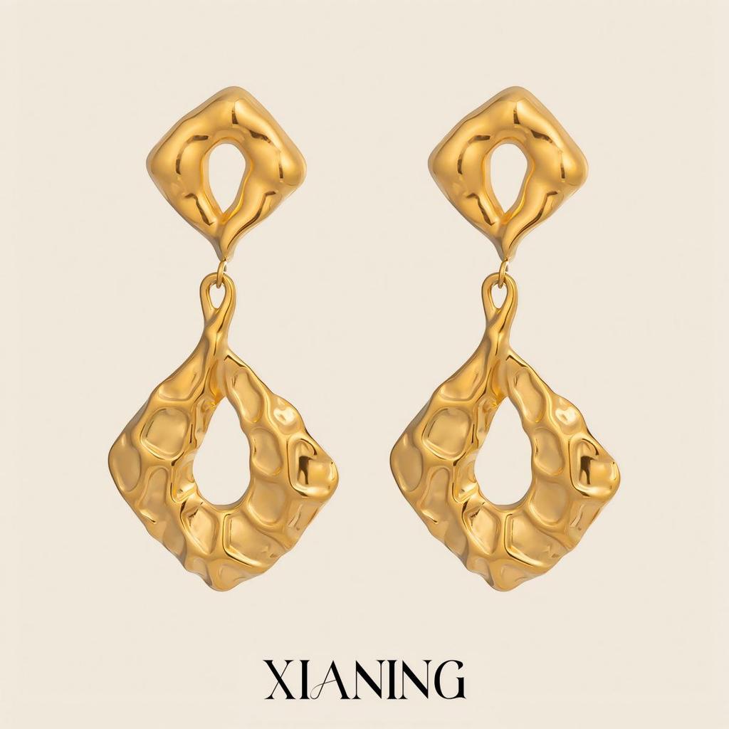 Xia Ling Geometric Pleated 18K Gold-Plated Stainless Steel Earrings